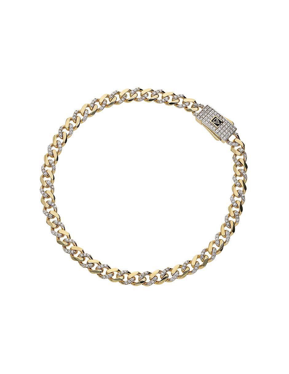 Pulsera de oro con zirconia 14 K Fonelli Chain acabado pulido