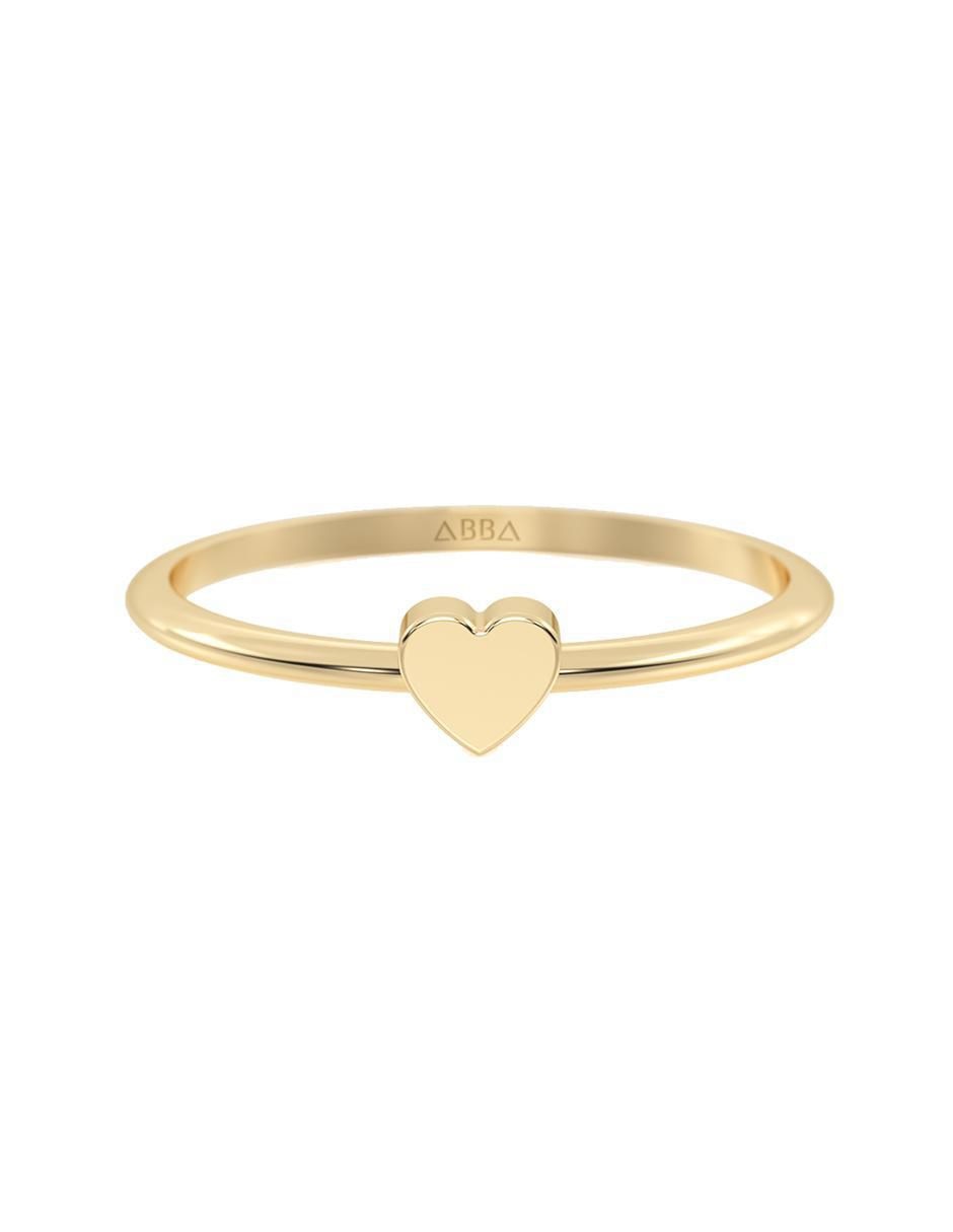 Anillo de corazón 10 k de oro pulido