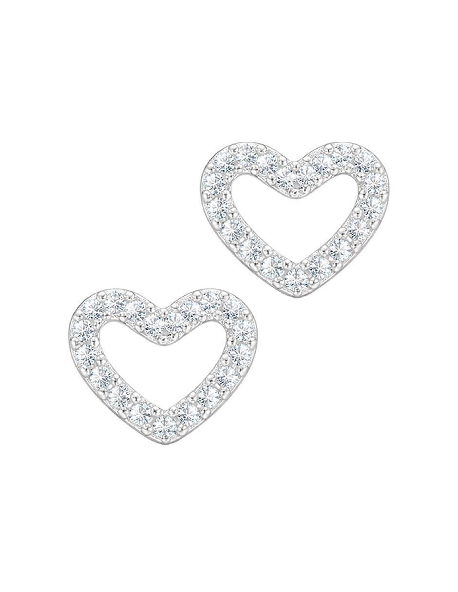 Broqueles de corazón de plata p 925 con acabado mate zirconia 1