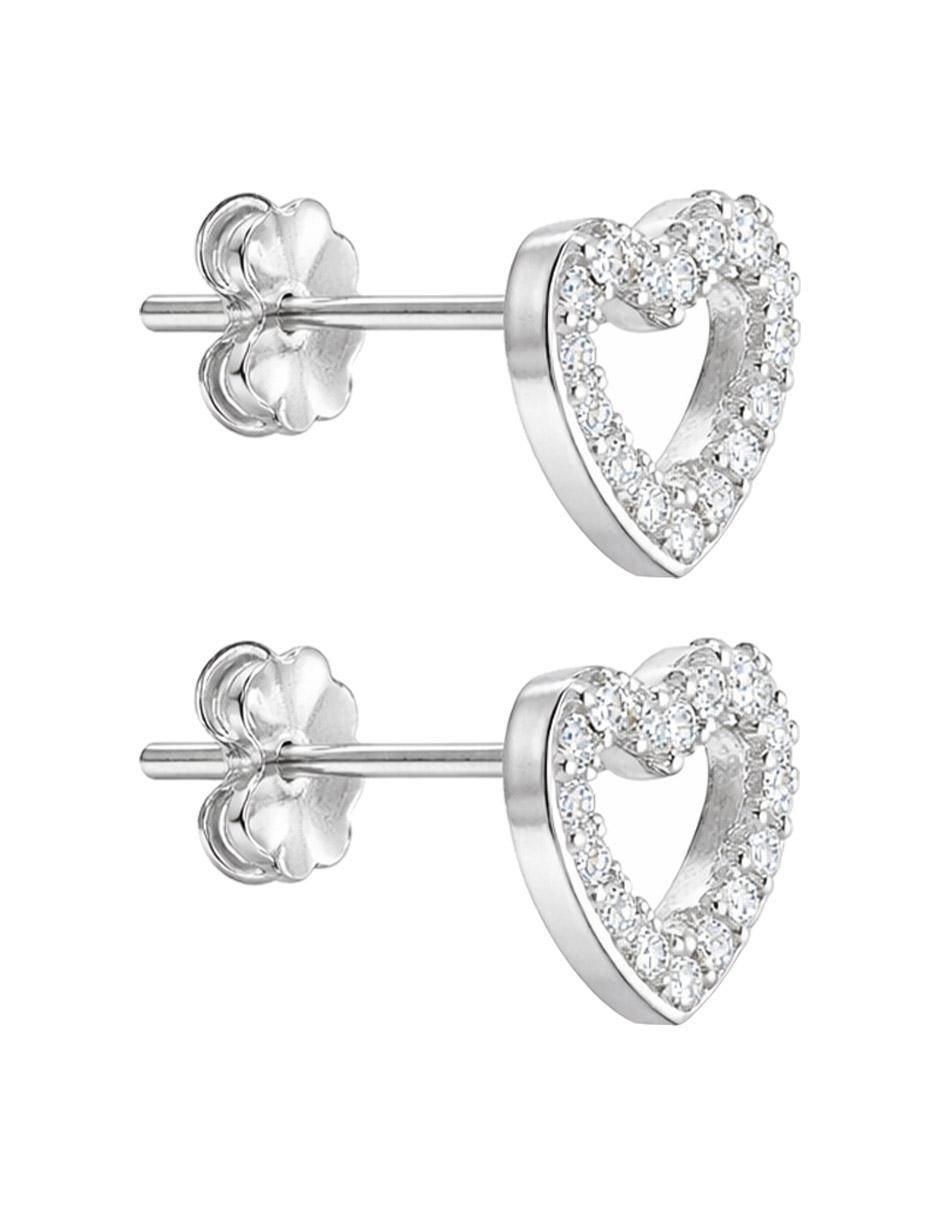 Broqueles de corazón de plata p 925 con acabado mate zirconia 2