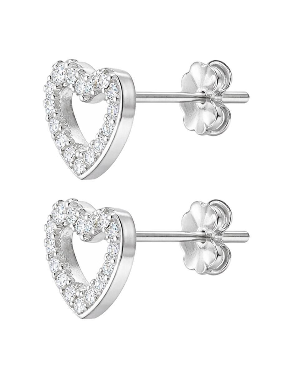 Broqueles de corazón de plata p 925 con acabado mate zirconia 3