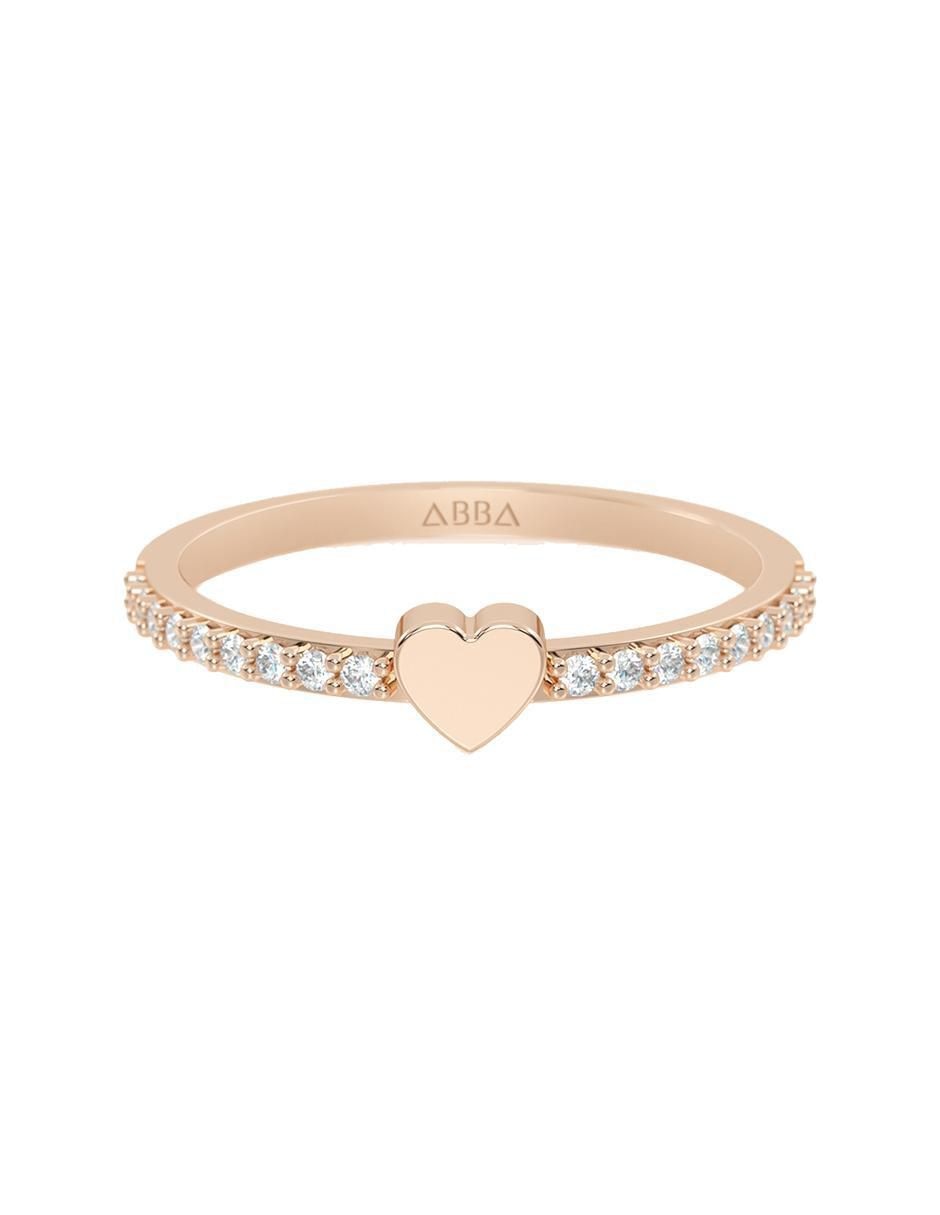 Anillo de corazón 14 k de oro zirconia pulido Anillo de corazón 14 k de oro zirconia pulido