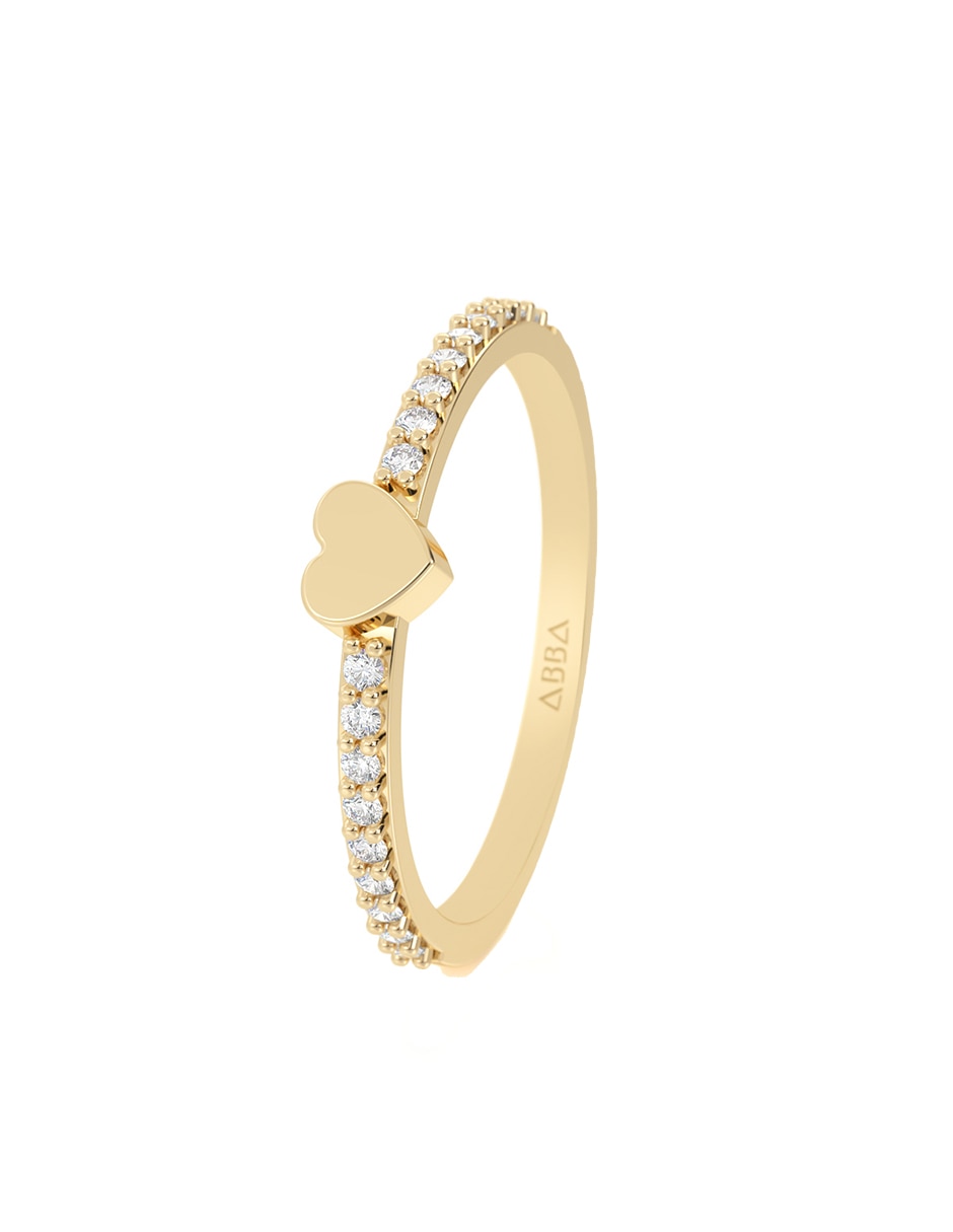 Anillo de corazón abba joyas 10 k de oro zirconia pulido