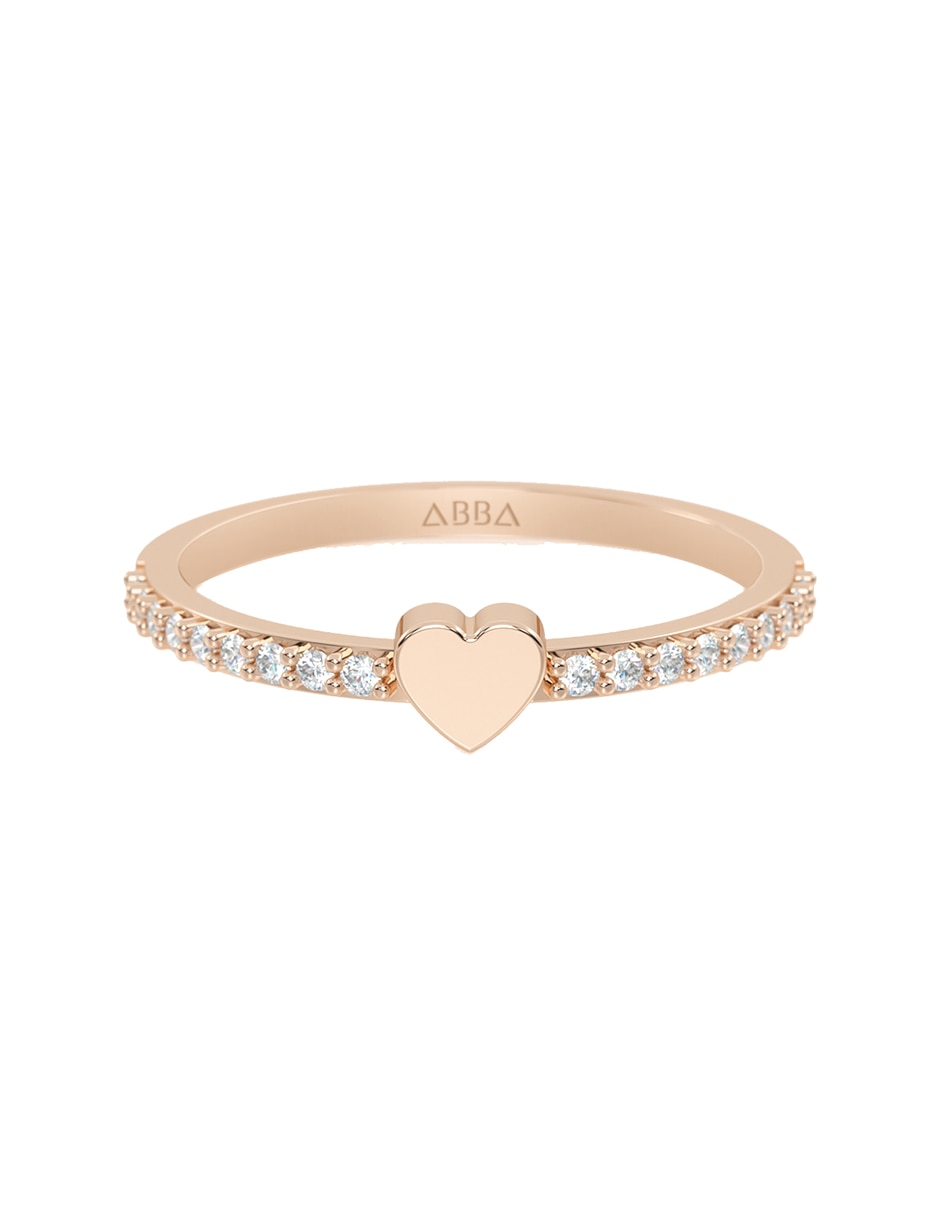 Anillo de corazón 10 k de oro zirconia pulido Anillo de corazón 10 k de oro zirconia pulido
