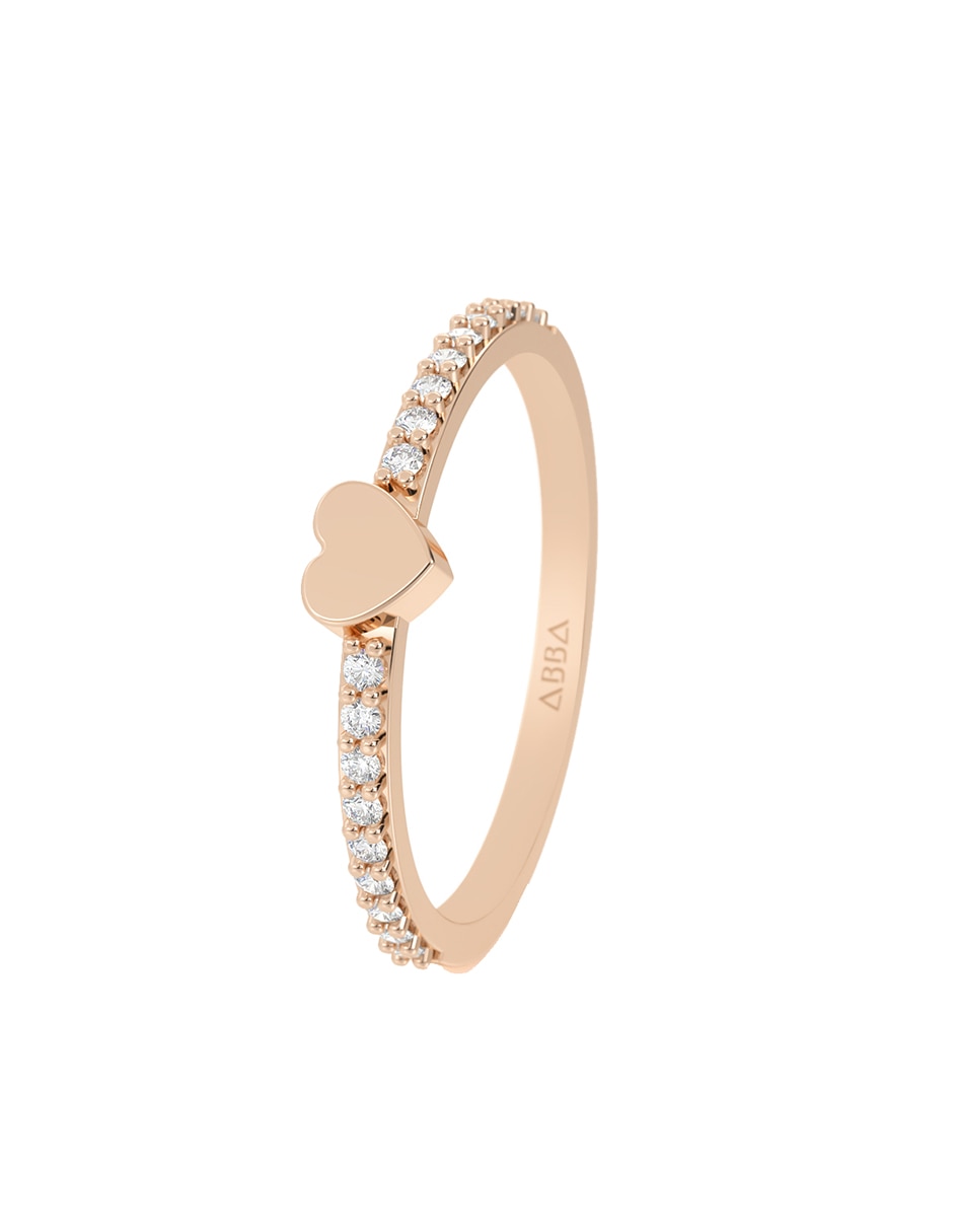 Anillo de corazón 10 k de oro zirconia pulido 5