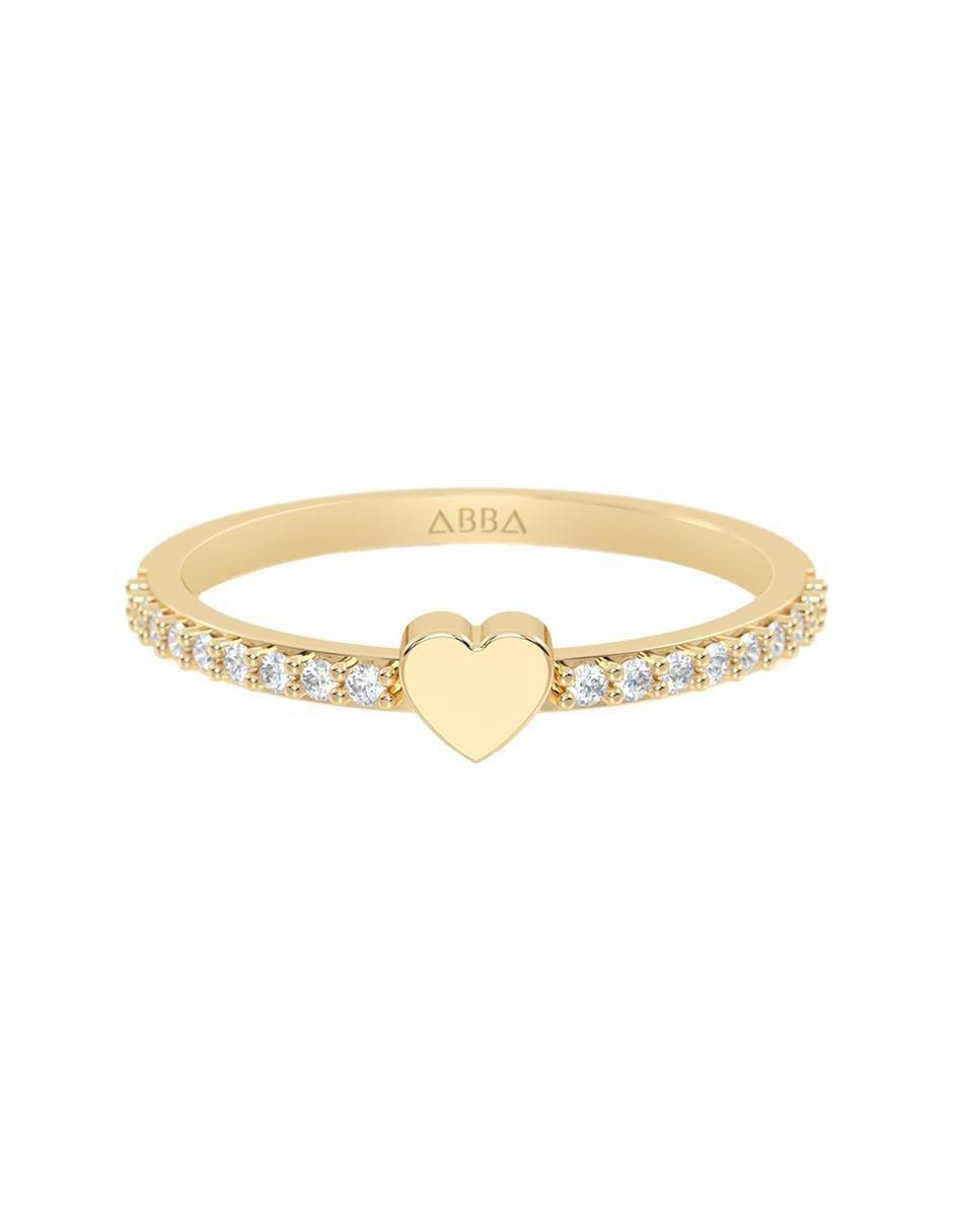 Anillo de corazón 14 k de oro zirconia pulido Anillo de corazón 14 k de oro zirconia pulido