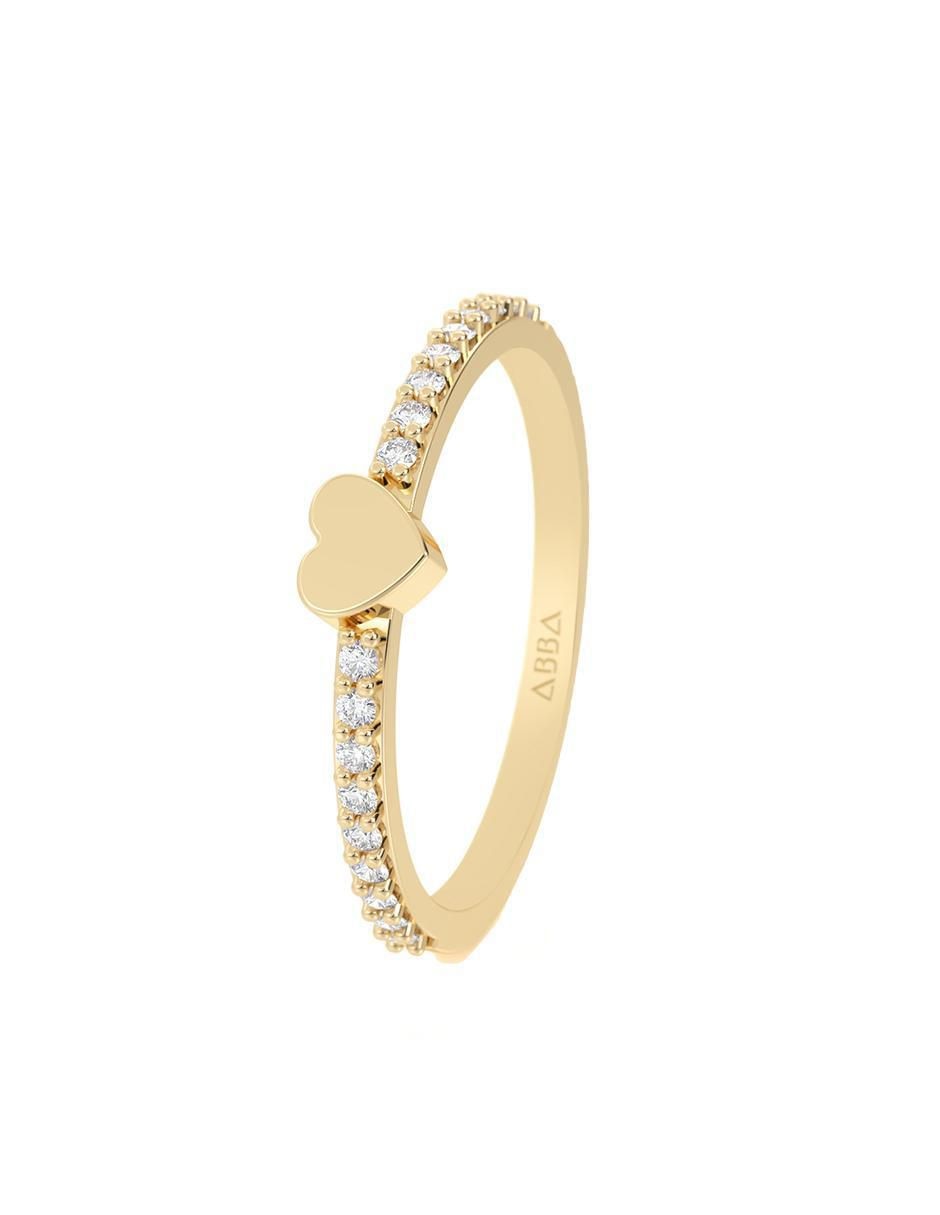 Anillo de corazón abba joyas 14 k de oro zirconia pulido