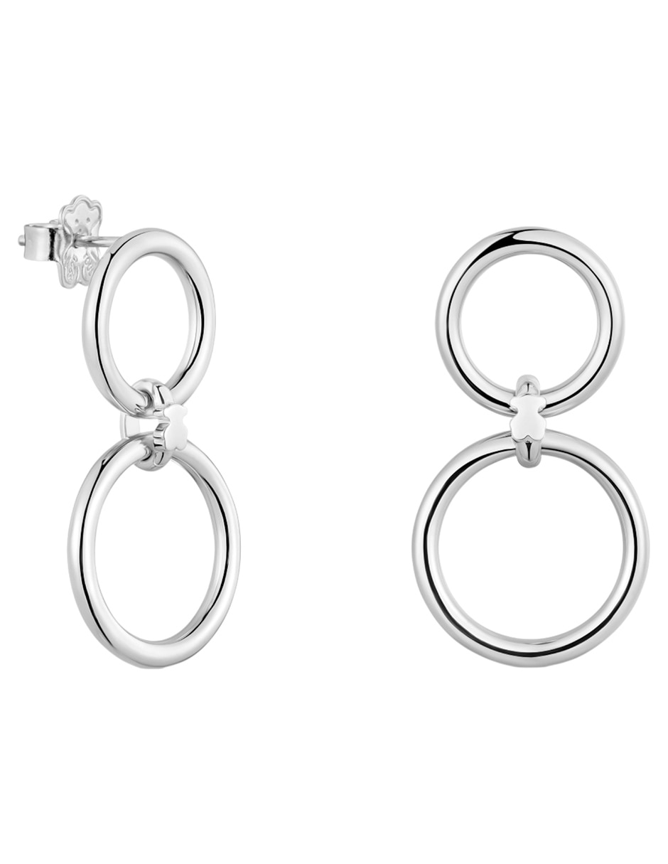 Aretes largos circulares Tous Straight de Plata P 925 con acabado brillante