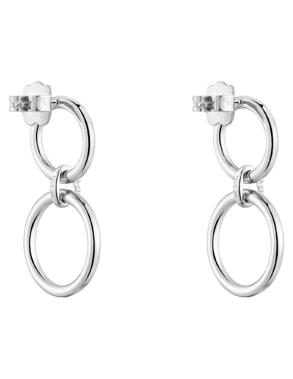 Aretes largos circulares Tous Straight de Plata P 925 con acabado brillante