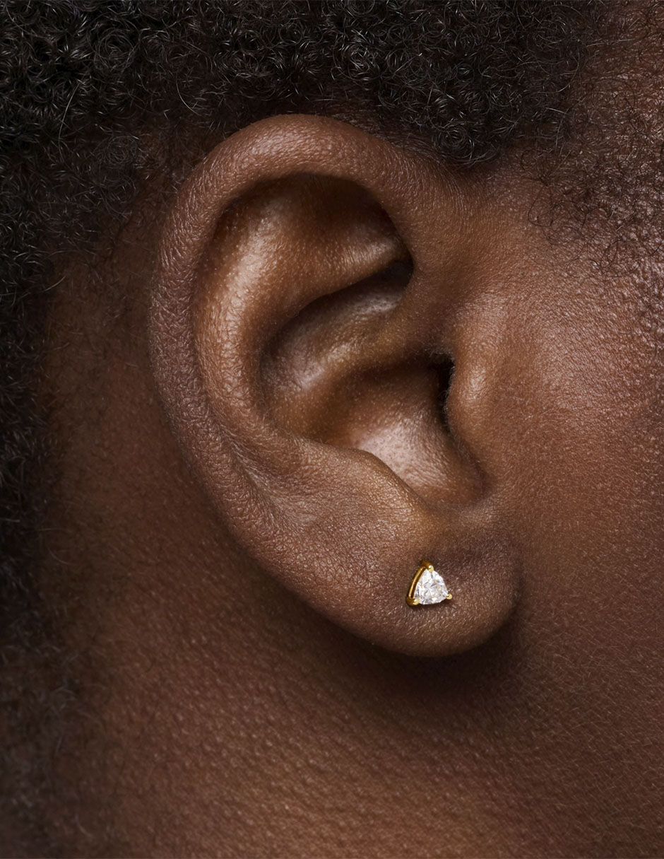 Arete triangular Tous Shine LGD de oro amarillo 14 K con acabado brillante diamante