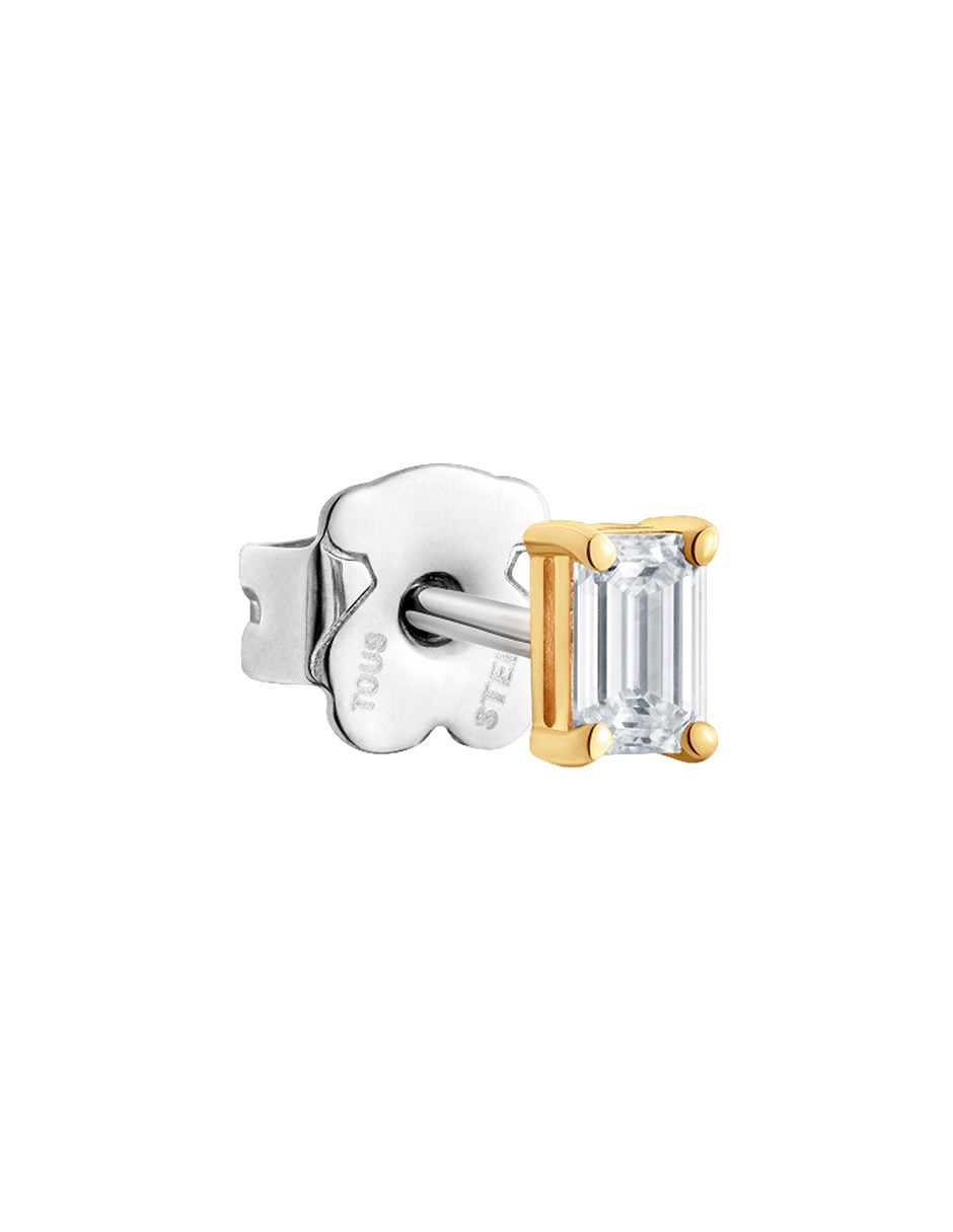 Arete rectangular Tous Shine LGD de oro amarillo 14 K con acabado brillante diamante
