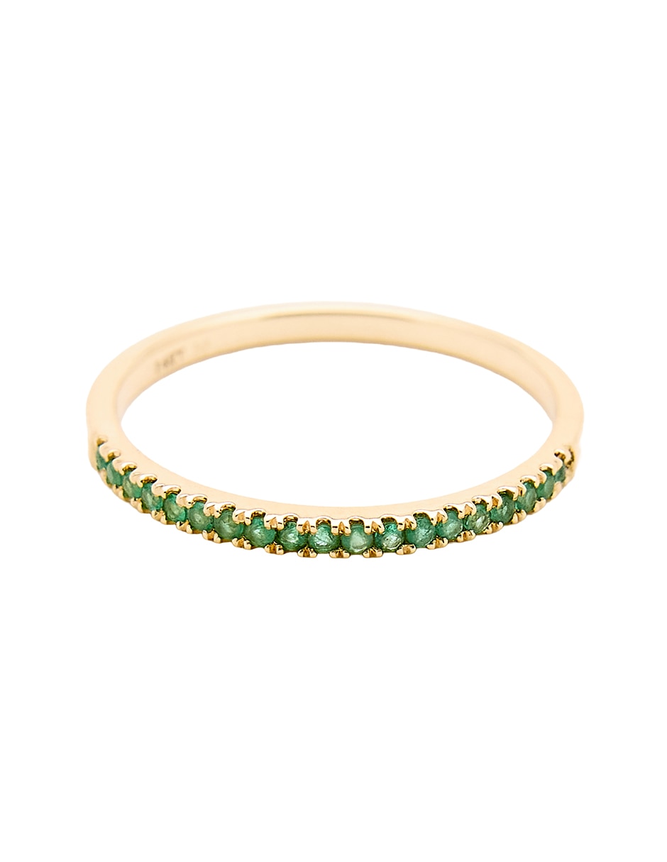 Anillo con gema Ingrata Fortuna 14 k de oro amarillo esmeralda pulido