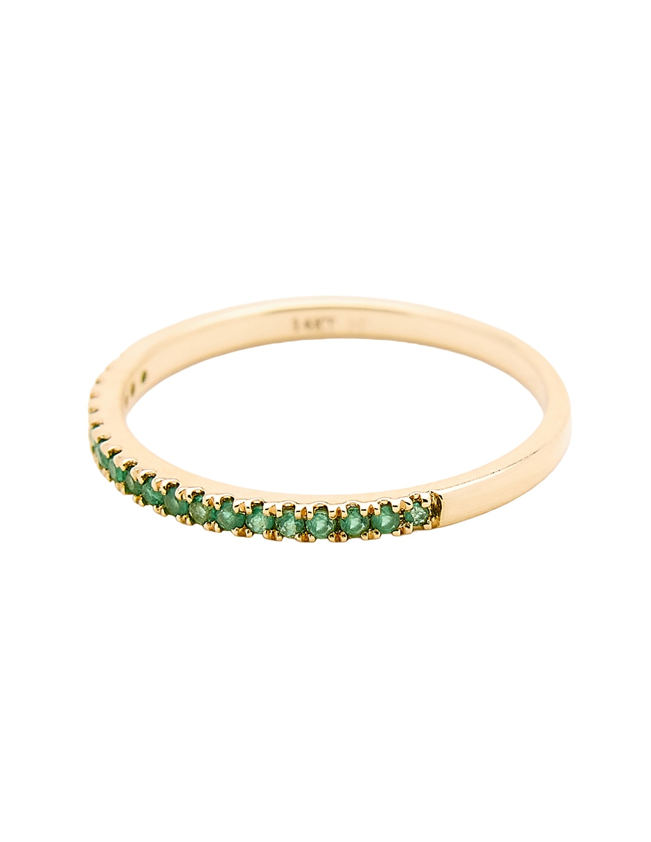 Anillo con gema Ingrata Fortuna 14 k de oro amarillo esmeralda pulido