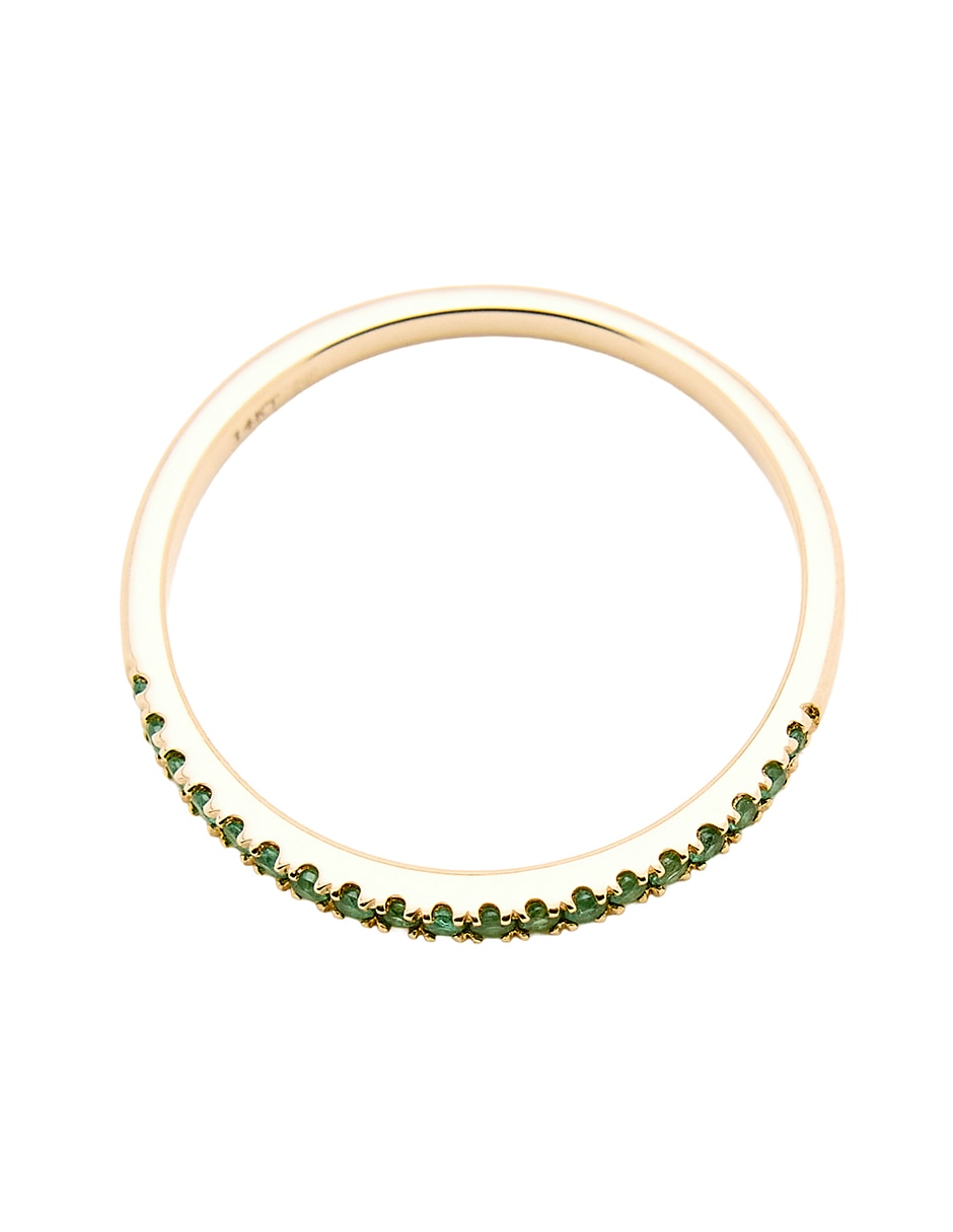 Anillo con gema Ingrata Fortuna 14 k de oro amarillo esmeralda pulido