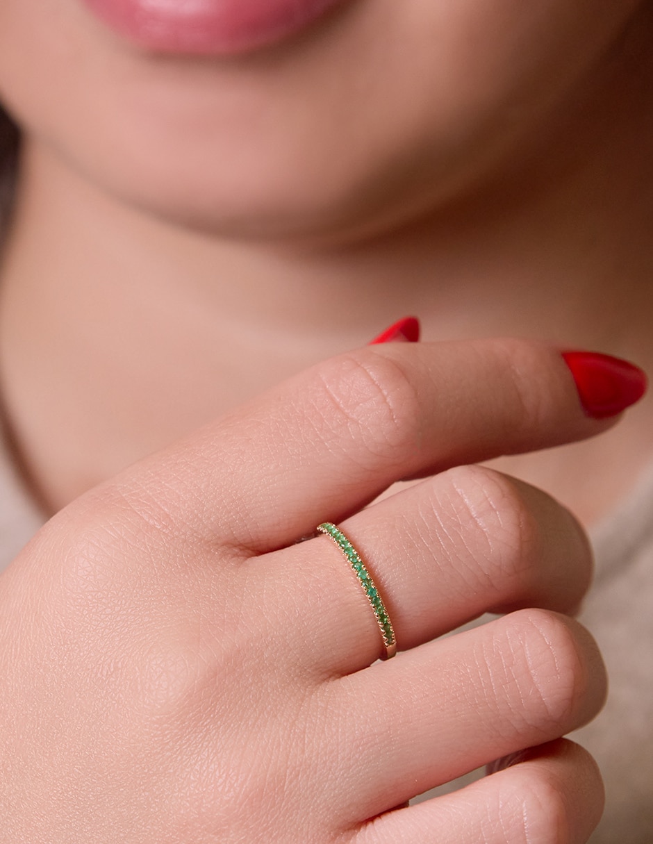 Anillo con gema Ingrata Fortuna 14 k de oro amarillo esmeralda pulido