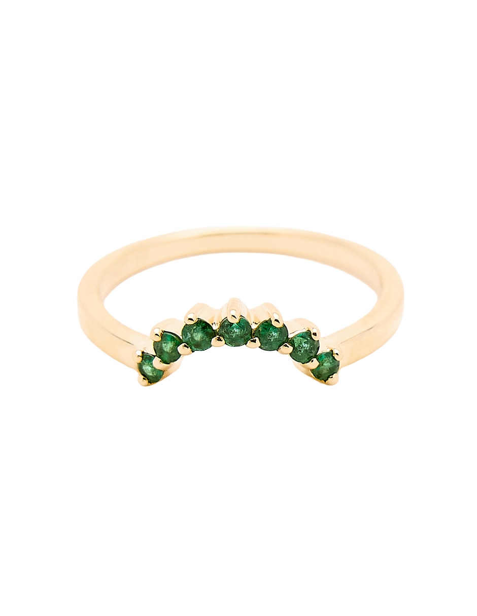 Anillo con gema Ingrata Fortuna 14 k de oro amarillo esmeralda pulido