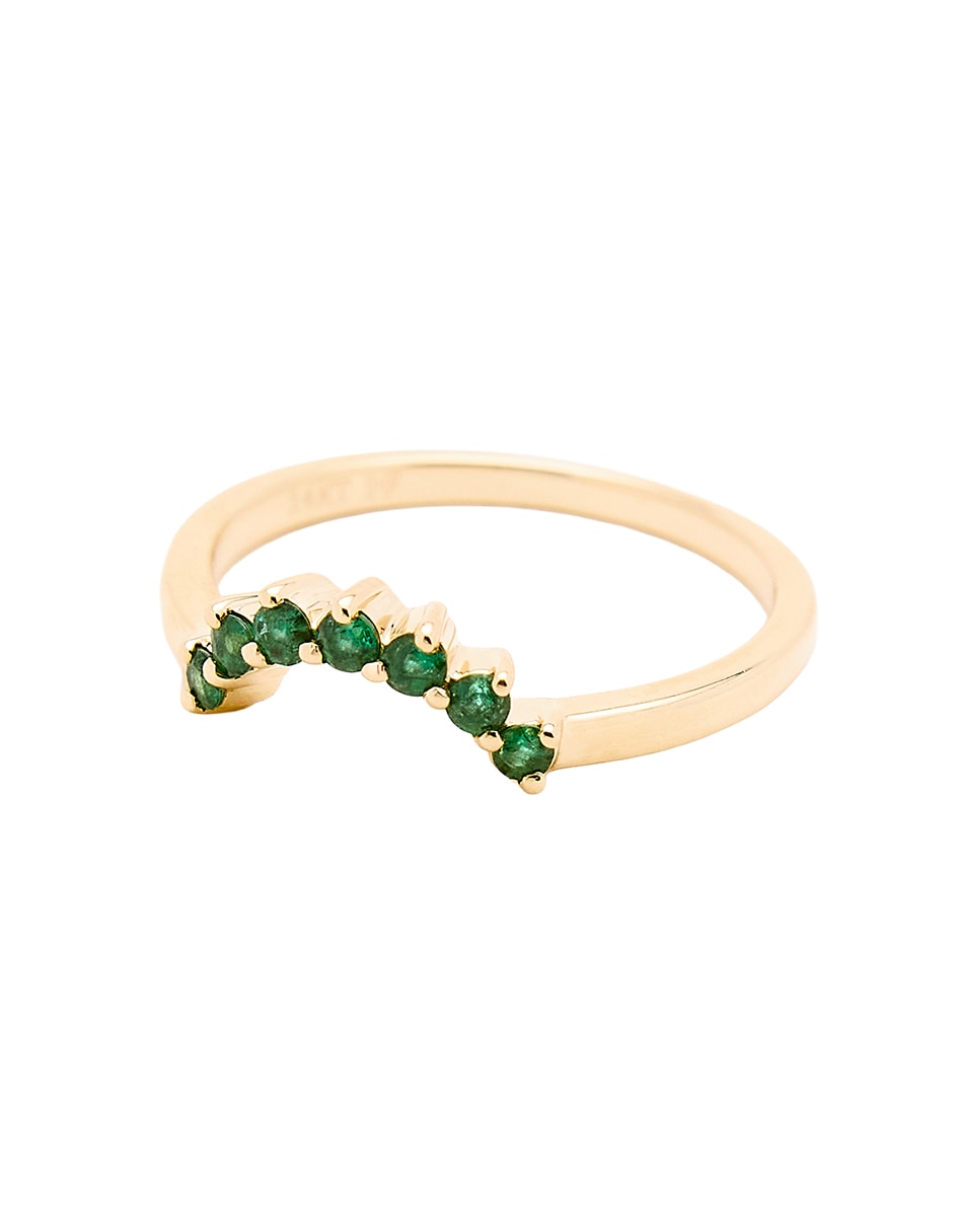 Anillo con gema Ingrata Fortuna 14 k de oro amarillo esmeralda pulido