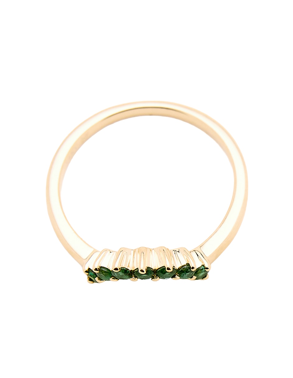 Anillo con gema Ingrata Fortuna 14 k de oro amarillo esmeralda pulido