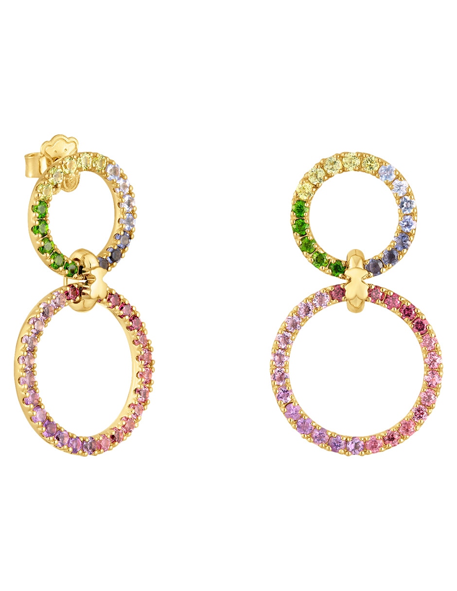 Aretes Straight de plata P 925 con acabado baño de oro rodolita 1