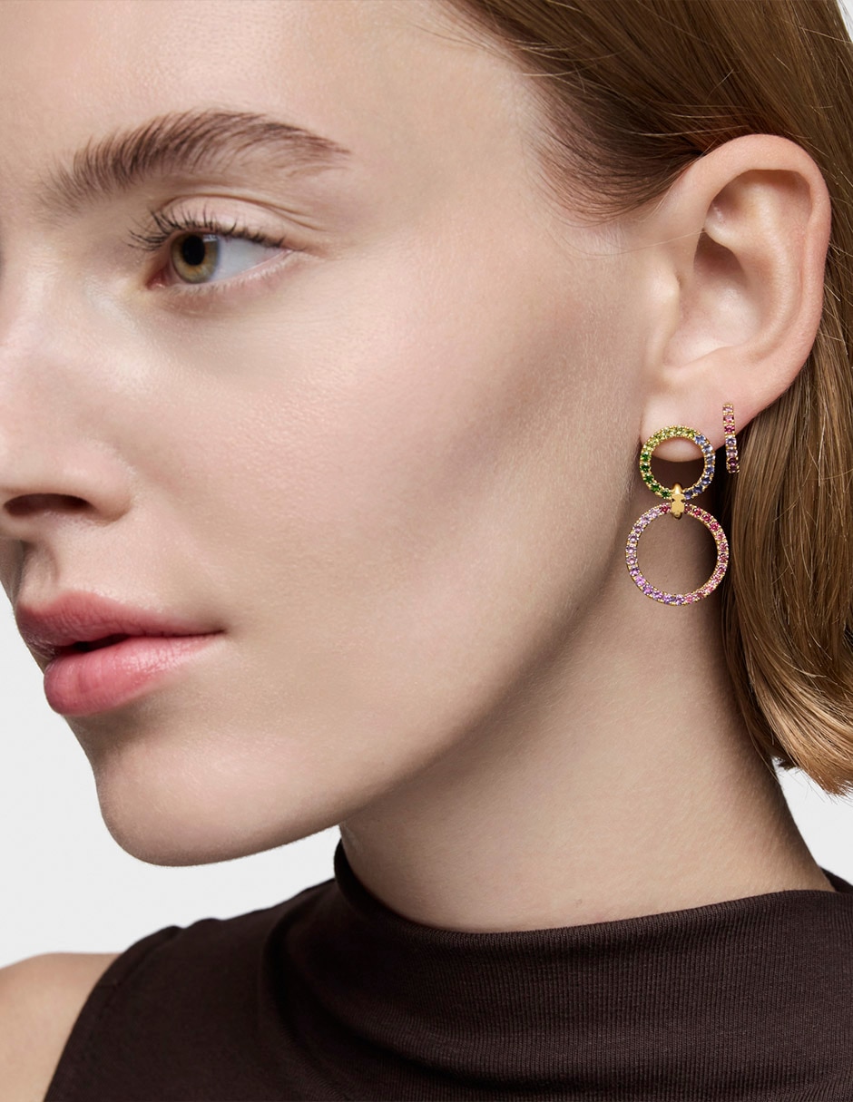 Aretes Straight de plata P 925 con acabado baño de oro rodolita 2