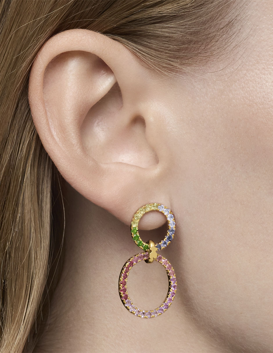 Aretes Straight de plata P 925 con acabado baño de oro rodolita 3