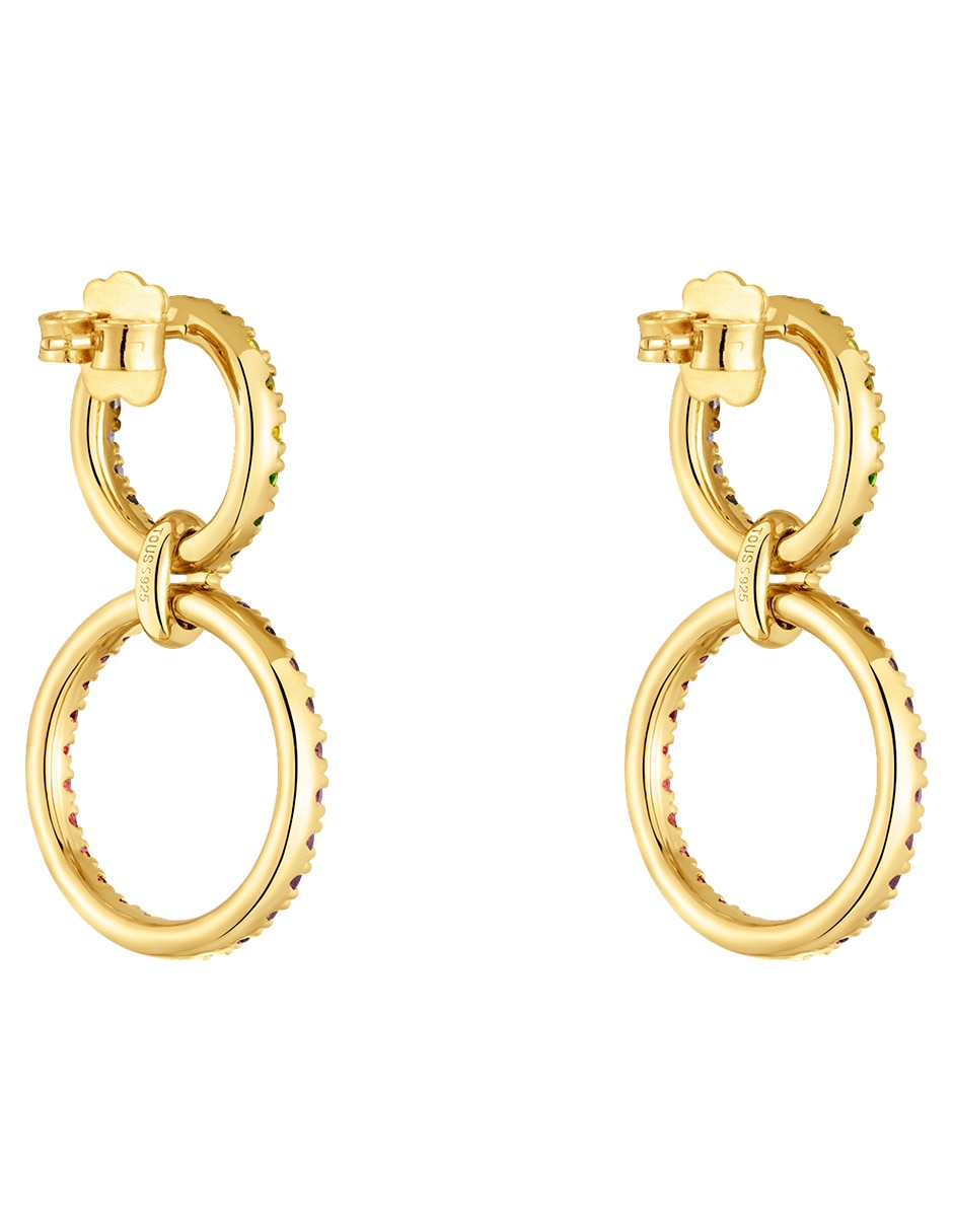 Aretes Straight de plata P 925 con acabado baño de oro rodolita