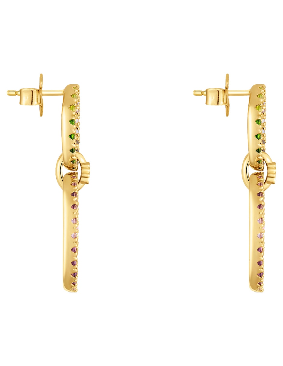 Aretes Straight de plata P 925 con acabado baño de oro rodolita 6