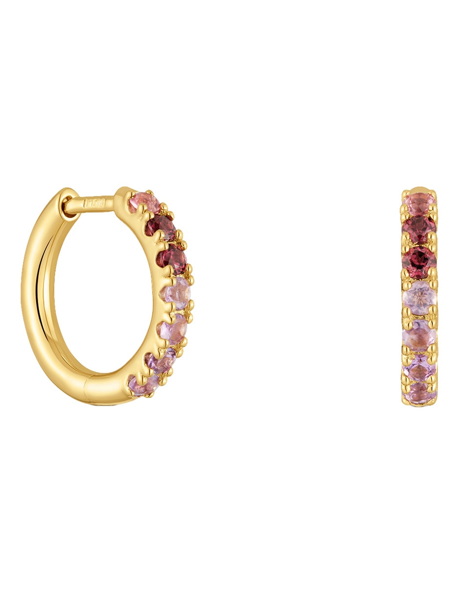 Aretes Straight de plata P 925 con acabado baño de oro rodolita 1