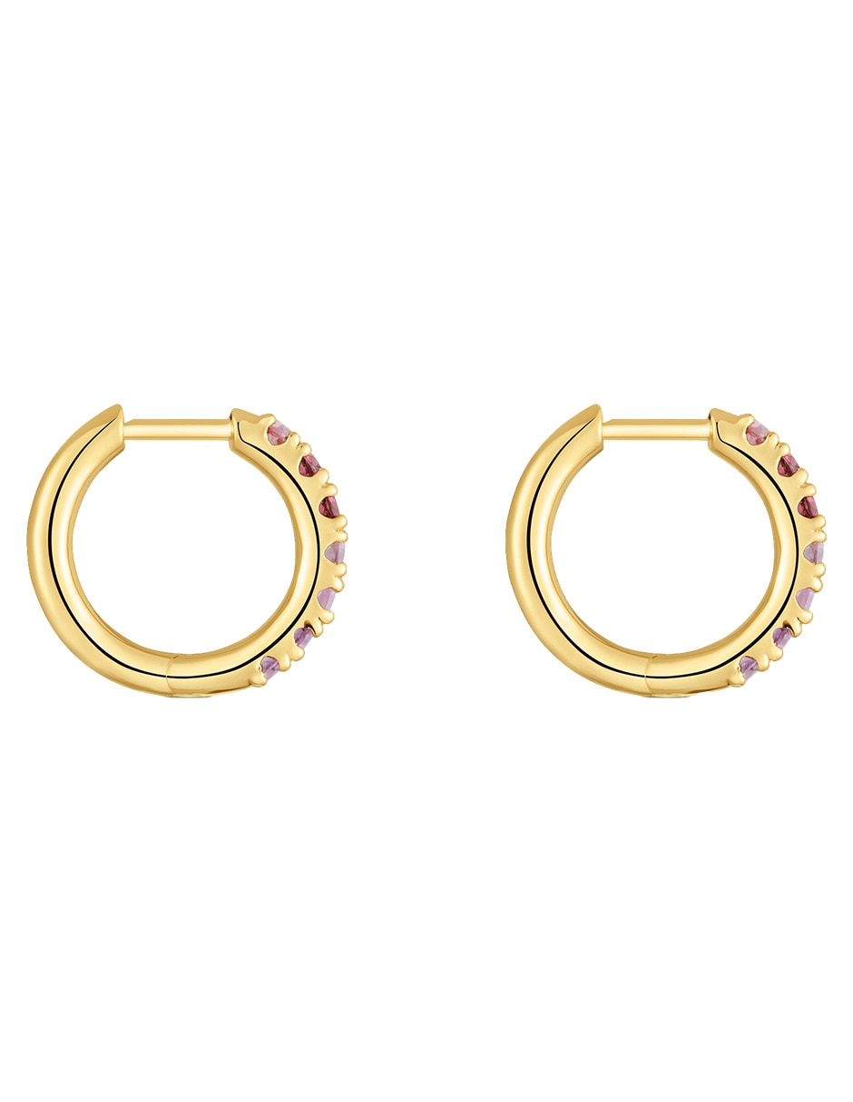 Aretes Straight de plata P 925 con acabado baño de oro rodolita 2