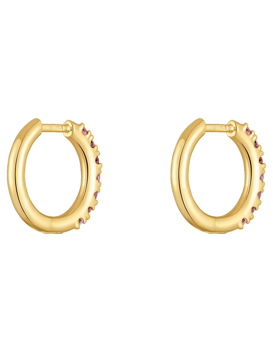 Aretes Straight de plata P 925 con acabado baño de oro rodolita 3