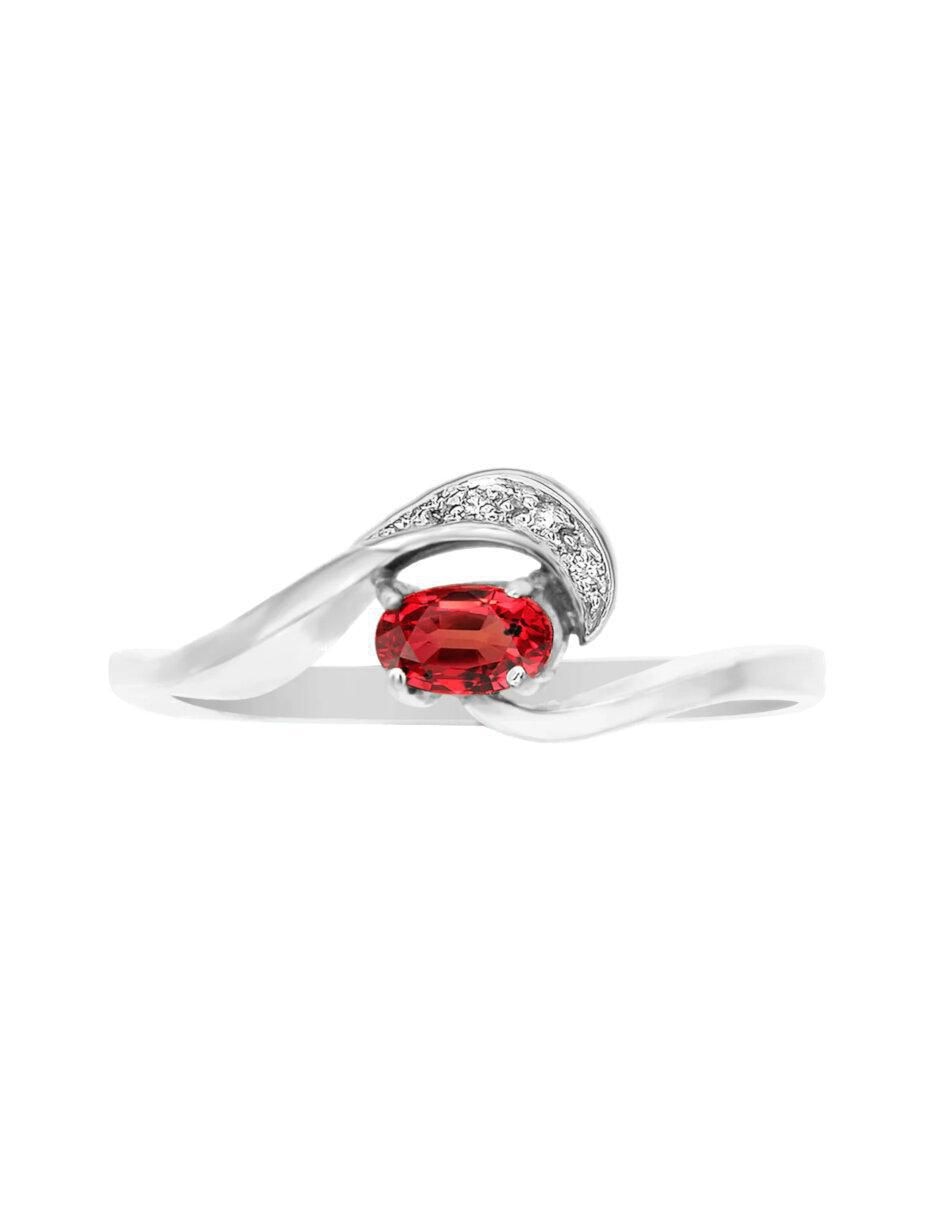 Anillo redondo Loris 14 k de oro rubí y diamante brillante
