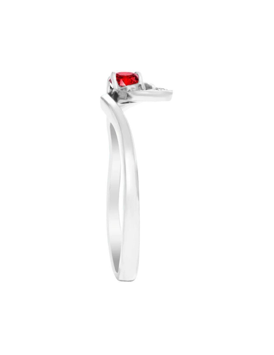 Anillo redondo Loris 14 k de oro rubí y diamante brillante 3