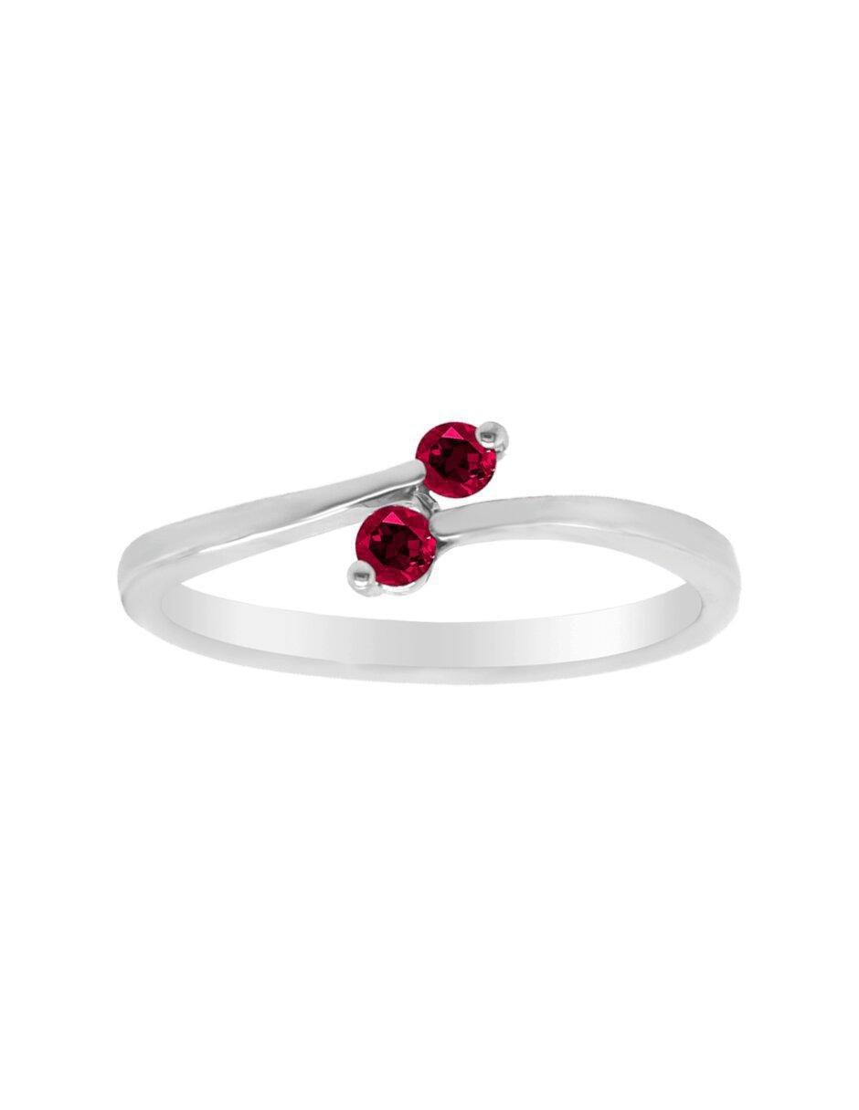 Anillo redondo Vivian 14 k de oro rubí brillante