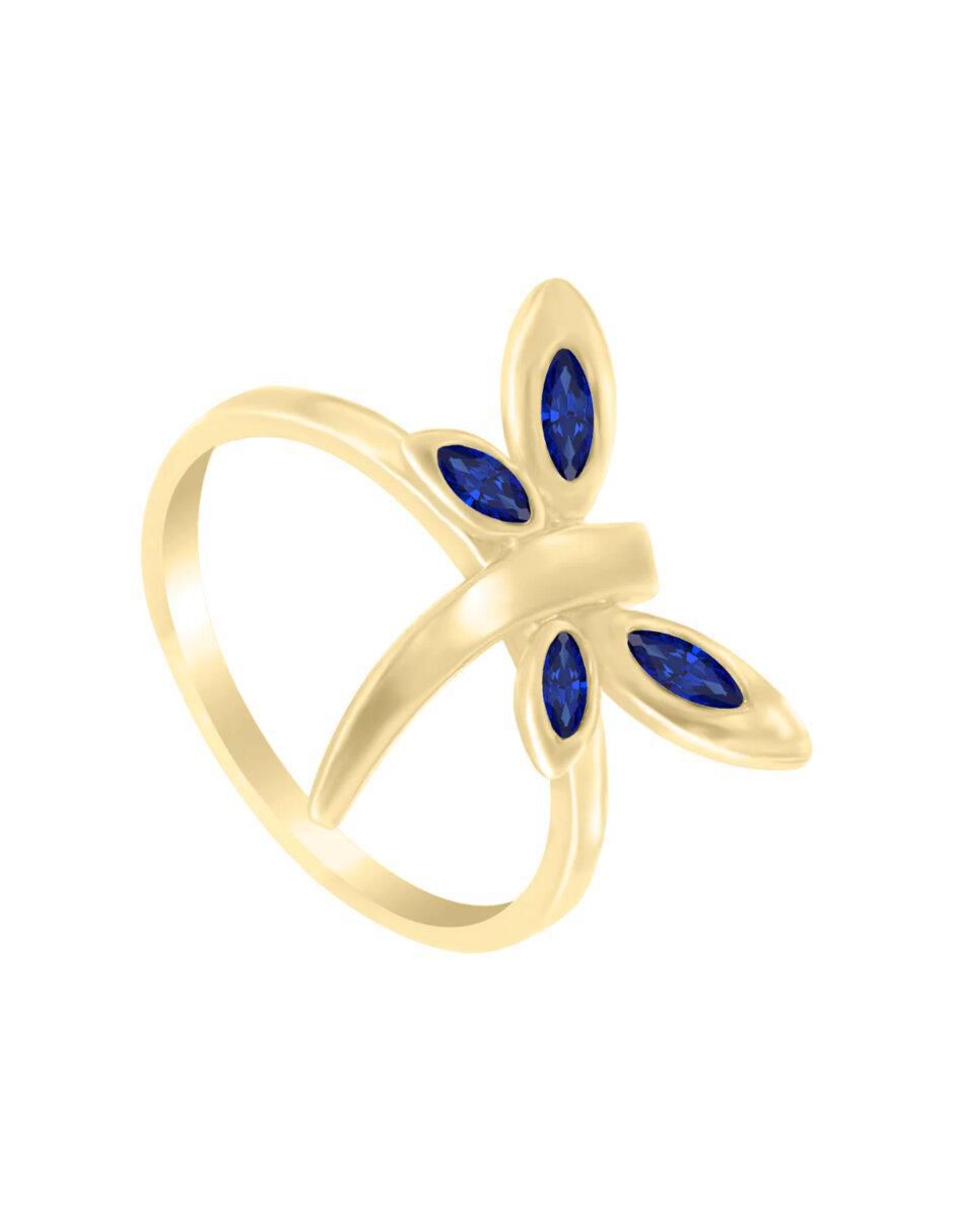 Anillo de libélula Volare 14 k de oro zafiro brillante