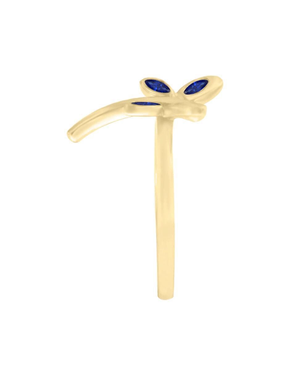 Anillo de libélula Volare 14 k de oro zafiro brillante