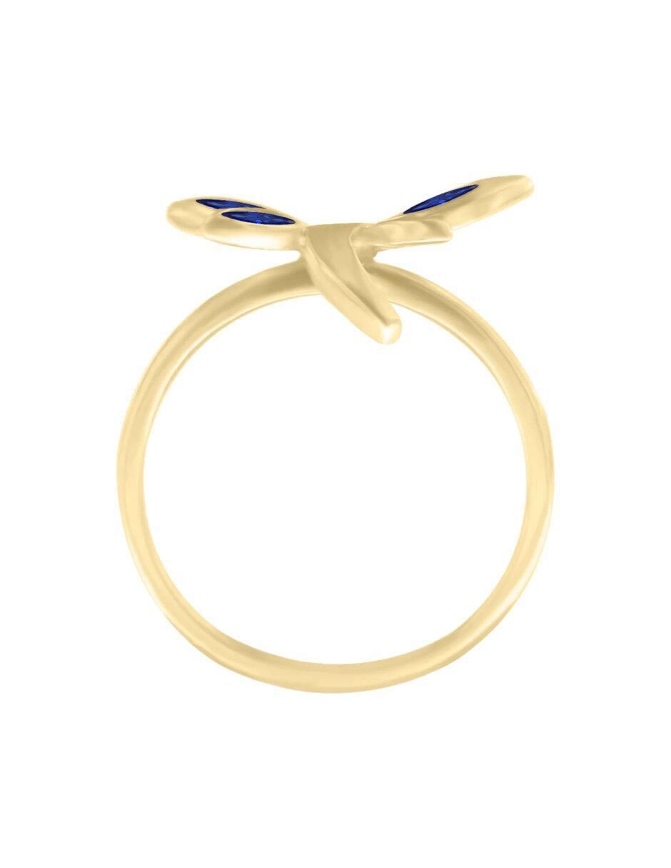 Anillo de libélula Volare 14 k de oro zafiro brillante