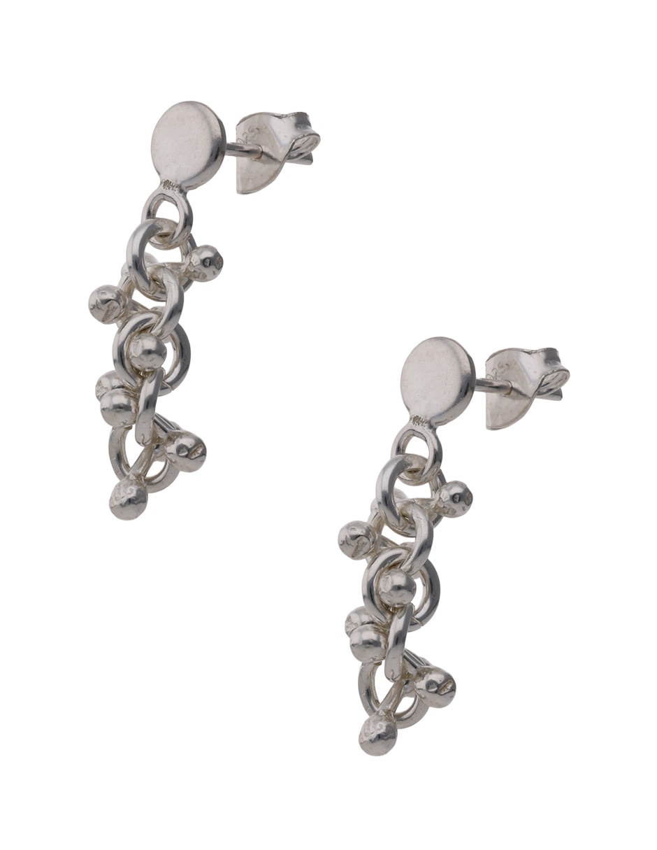 Aretes largos E& de plata P 925 con acabado brillante 2