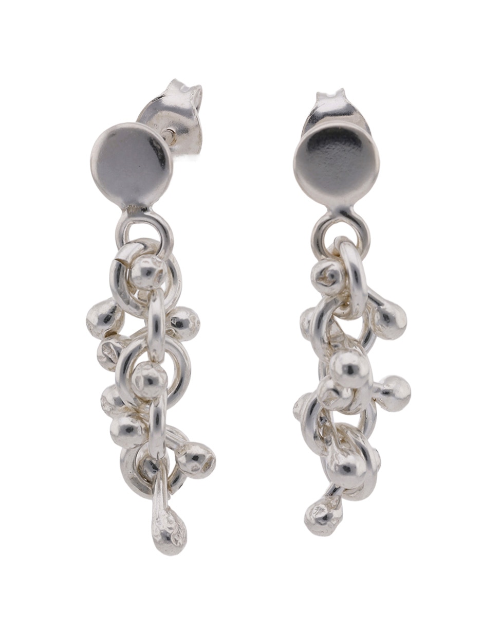 Aretes largos E& de plata P 925 con acabado brillante 1