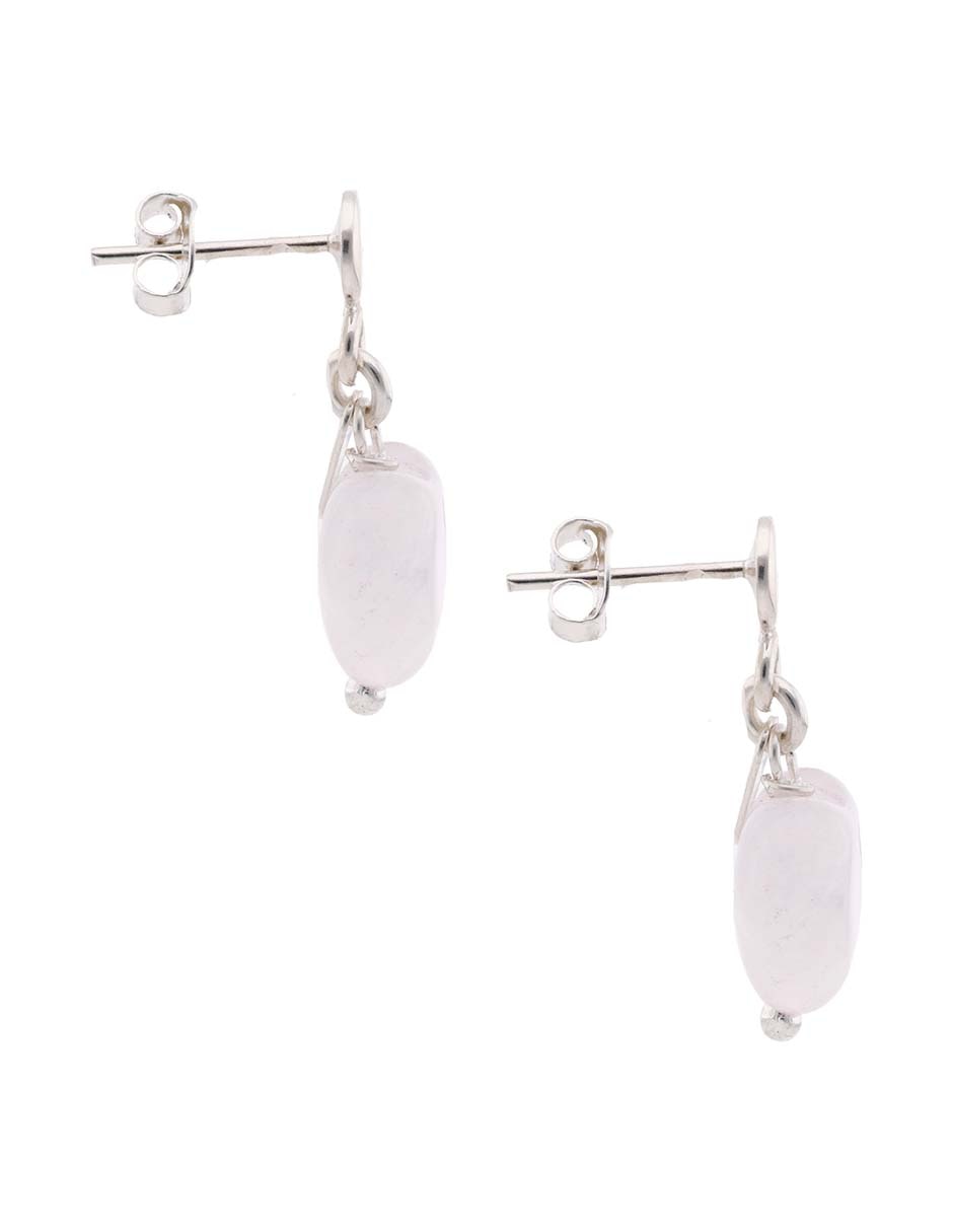 Aretes cortos de corazón E&N Cherny de plata P 925 con acabado brillante cuarzo rosa