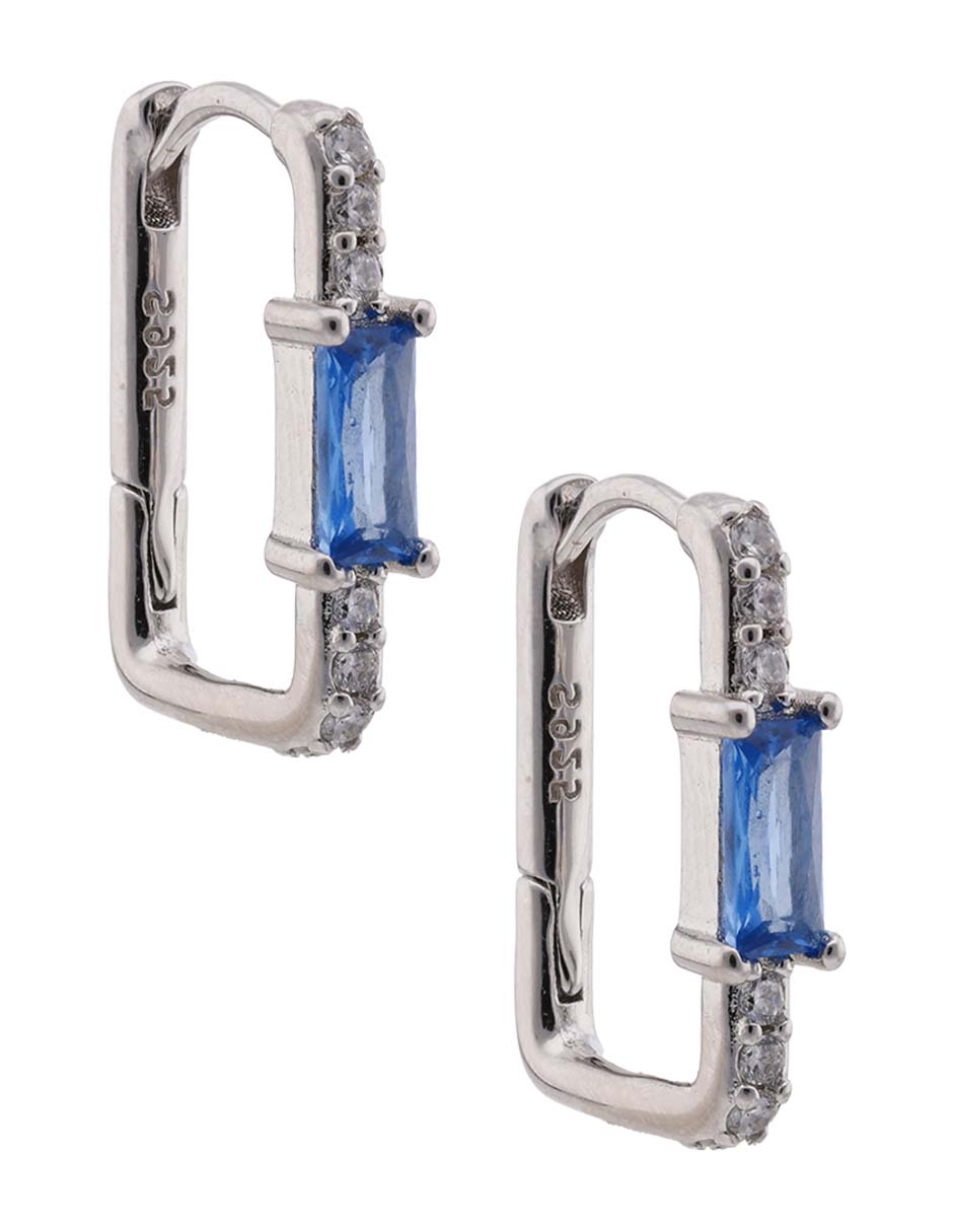 Aretes huggies de plata P 925 con acabado brillante zirconia 2