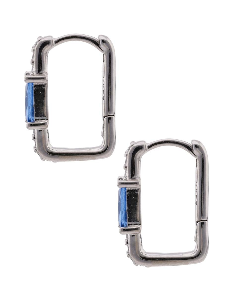Aretes huggies de plata P 925 con acabado brillante zirconia 3