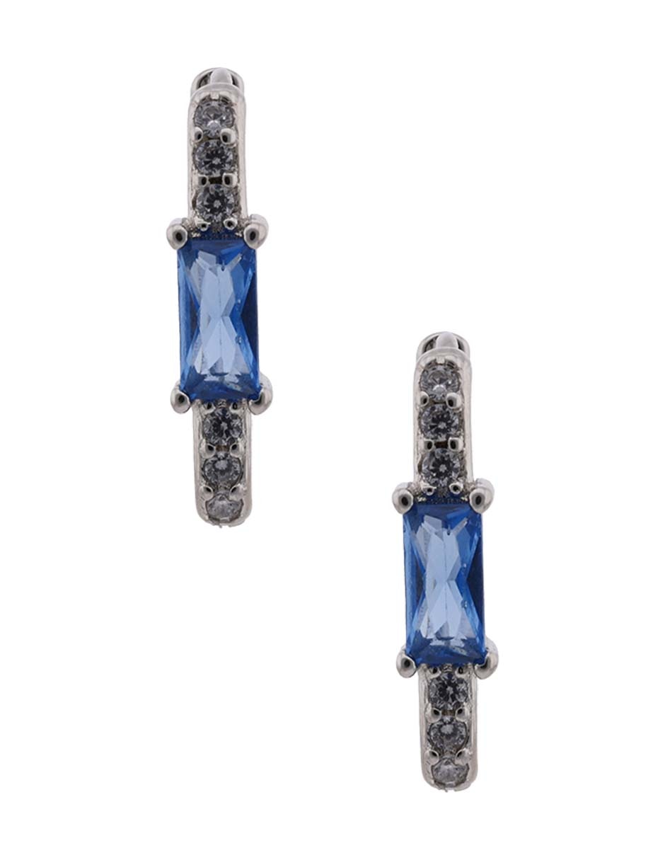 Aretes huggies de plata P 925 con acabado brillante zirconia 1