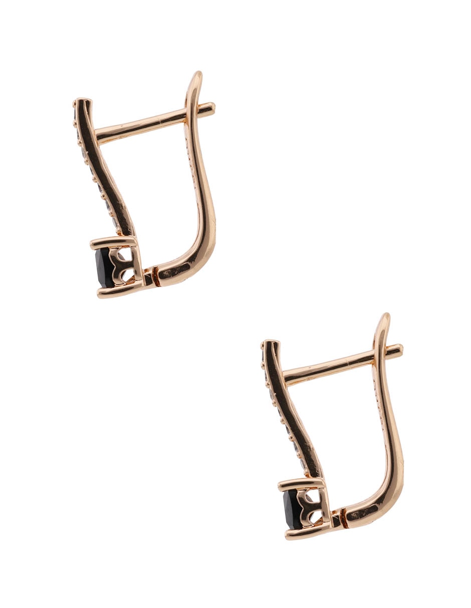Aretes cortos rectangulares E& de plata P 925 con acabado brillante zirconia 3