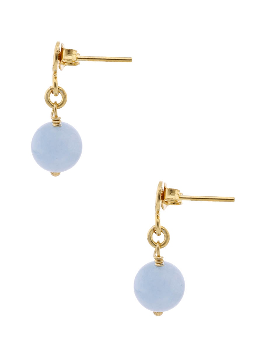 Aretes cortos de esfera fashion de plata p 925 con acabado baño de oro cuarzo 4