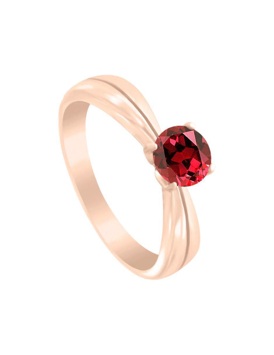 Anillo redondo Nix 14 k de oro rubí brillante 4
