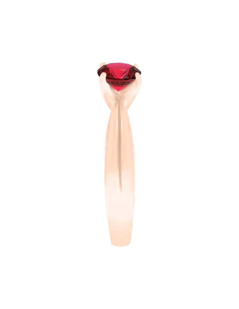 Anillo redondo Nix 14 k de oro rubí brillante 3