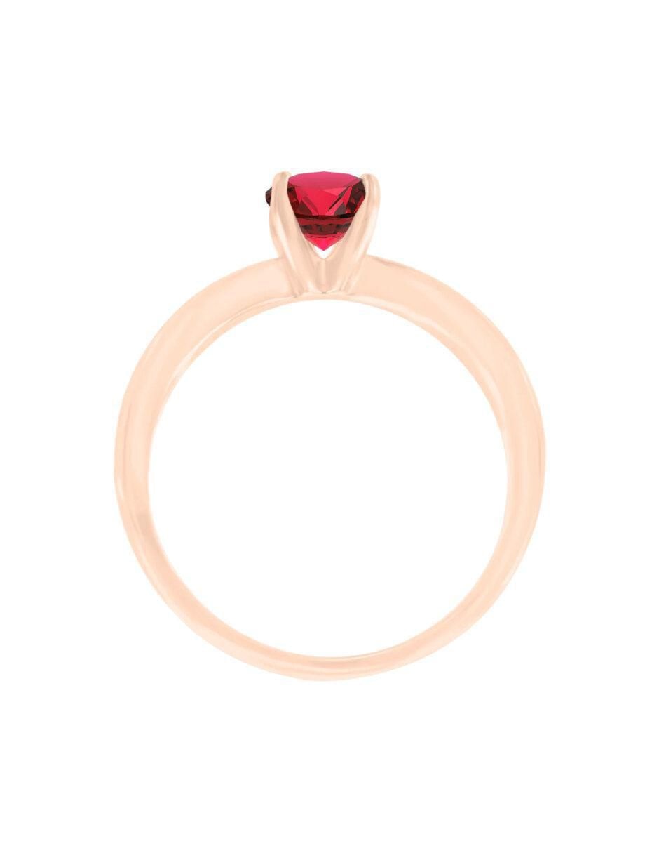 Anillo redondo Nix 14 k de oro rubí brillante 2