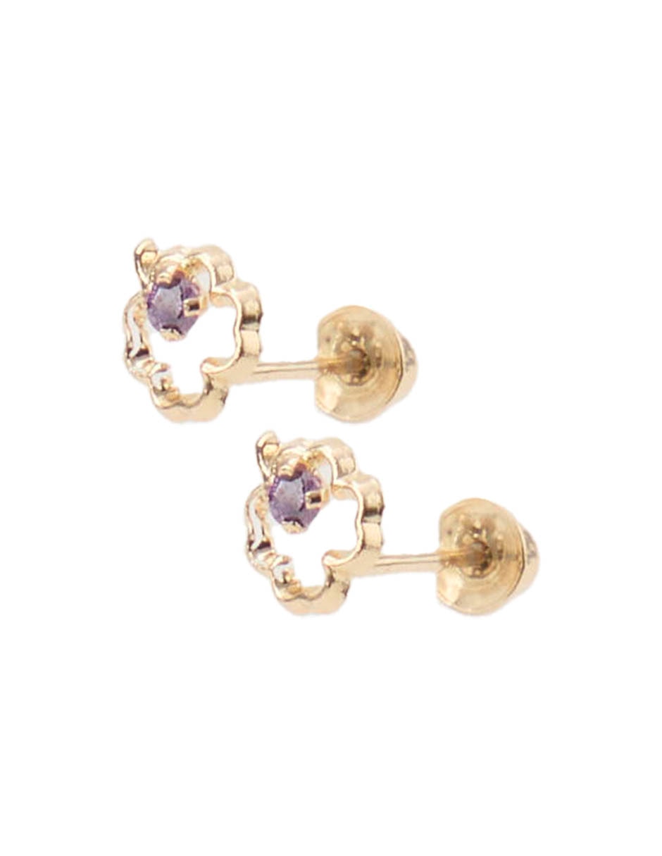 Broqueles De Trebol De Oro Amarillo 14 K Con Acabado Brillante 2