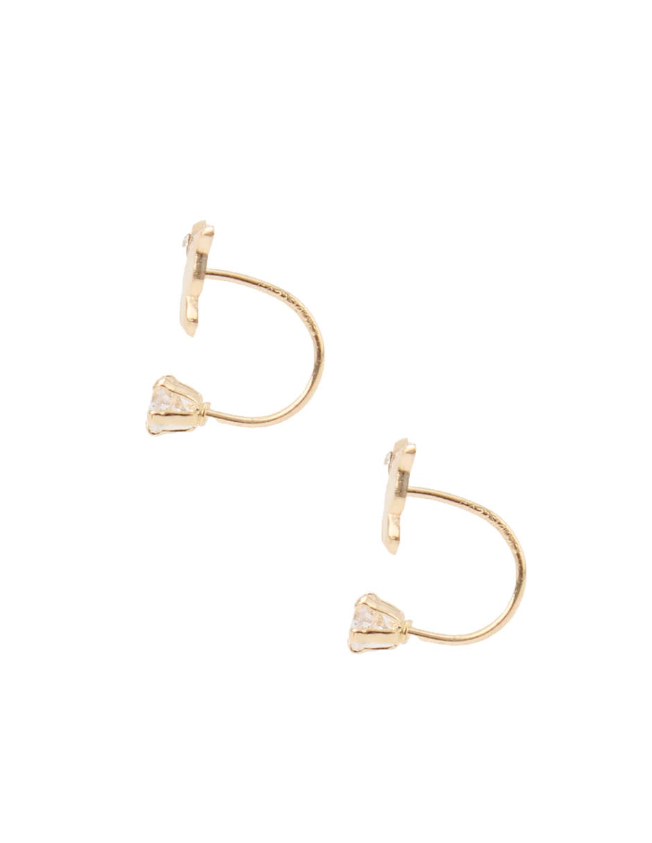 Broqueles de mariposa de oro amarillo 14 K con acabado brillante zirconia 3