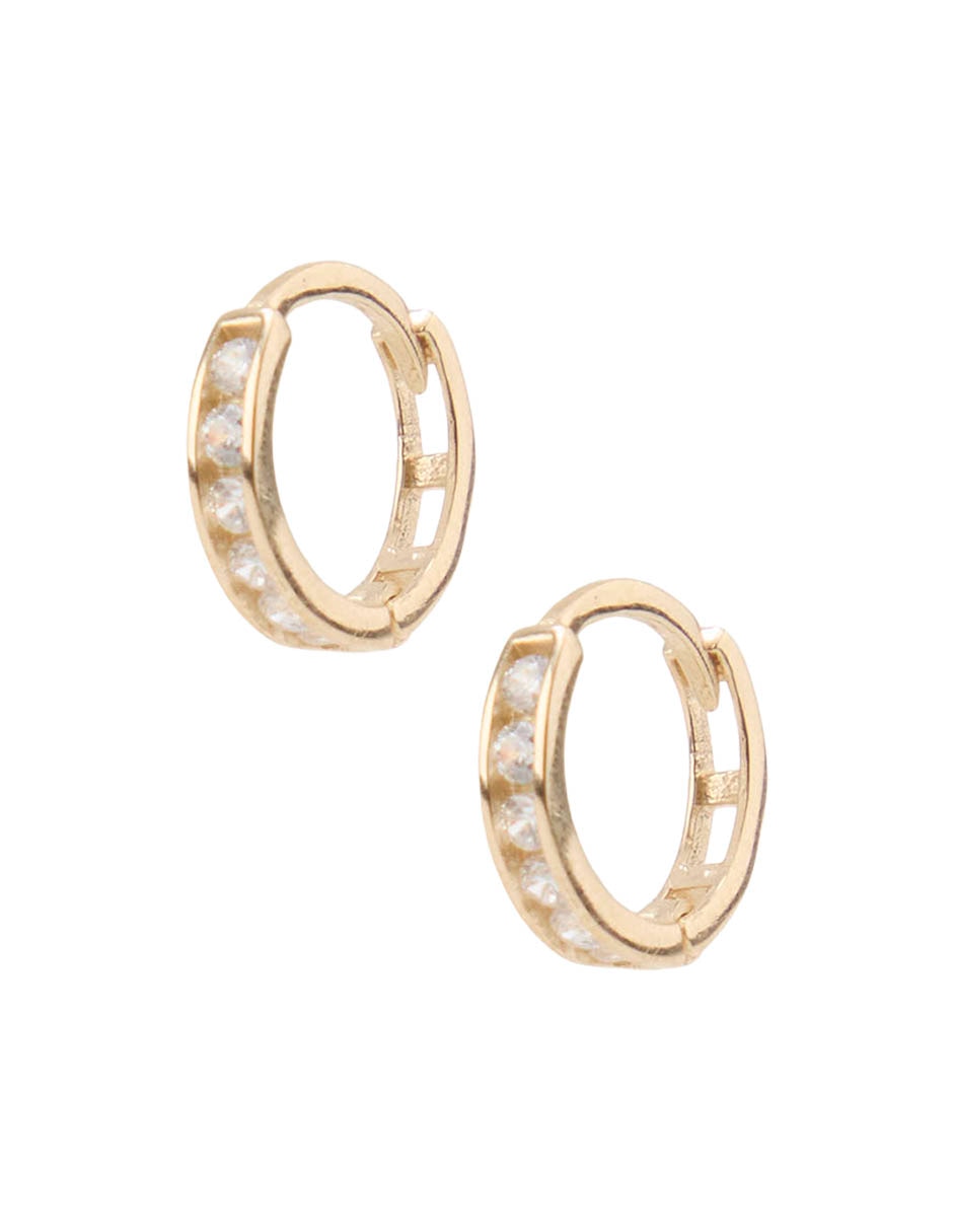 Huggies de oro amarillo 14 K con acabado pavé zirconia 2